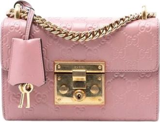 Gucci Pre-owned Padlock Crossbody Bag - Dames - Vintage Schoudertas - Roze - ONE Size - Leer - Vintage