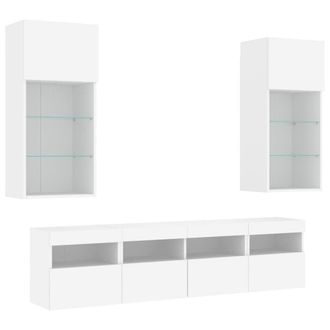 Berkfield Home Modern 5 Piece TV Wall Units with LED White Engineered Wood