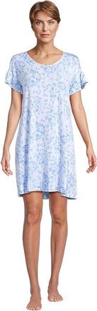 Tommy Bahama Short Sleeve Short Knit Sleep Dress Womens Pajama Blue Floral : LG (US 12-14), Rayon/Spandex