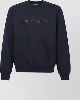 Carhartt Work in Progress ribbed crewneck sweatshirt featuring lotus embroidery