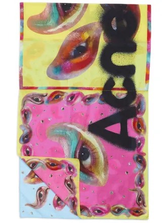Acne Studios graphic-print scarf - unisex - Cotton - One Size - Blue