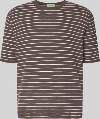 FTC T-Shirt in Strick-Optik mit Kaschmir-Anteil in Dunkelbraun, Gr&ouml;&szlig;e 48