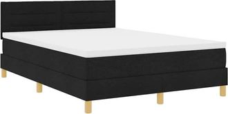 vidaXL Vidaxl Cama Box Spring Con Colch&oacute;n Negra 140x200 Cm Tela