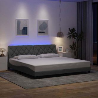 vidaXL Vidaxl - Estructura De Cama Con Led Sin Colch&oacute;n Gris Claro 200x200 Cm