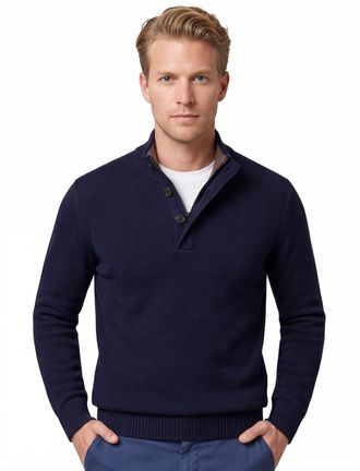 Thomas Maine trui donkerblauw lamswol effen