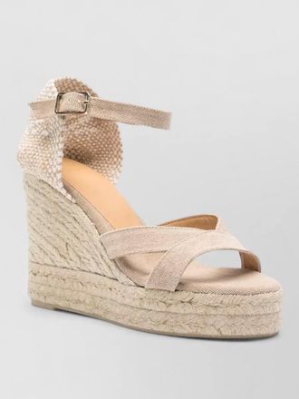 Castaner organic cotton ankle-strap platform wedge espadrilles