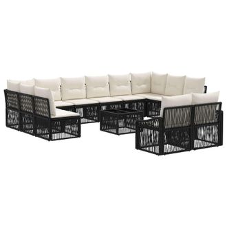 vidaXL Conjunto De Sof&aacute;s De Jard&iacute;n 13 Uds. Negro Rat&aacute;n Sint&eacute;tico Vidaxl