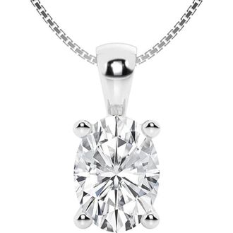 Grown Brilliance 1 1/2 Carat Oval Lab Grown Diamond Solitaire Pendant in 14K White Gold, IGI Certified, Prong Set, E-F Color, VS Clarity