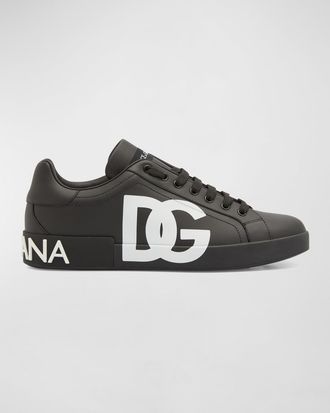 Dolce & Gabbana Mens Portofino Leather Low-Top Sneakers