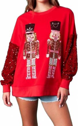 Peach Love California Nutcracker Sweatshirt In Red