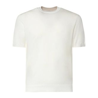 Eleventy Round-neck Knitwear, male, White, Size: 2XL Round Neck Sweater