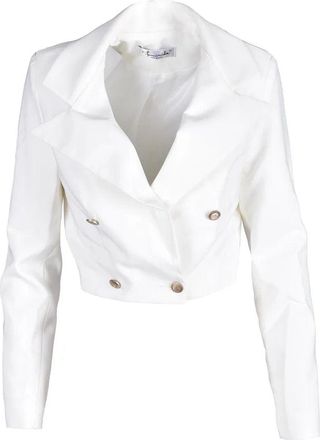 Feminista White Cropped Polyester-Blend Jacket