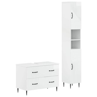 vidaXL Juego De Gabinete De Ba&ntilde;o De 2 Piezas Haarlem Blanco Brillante Vidaxl