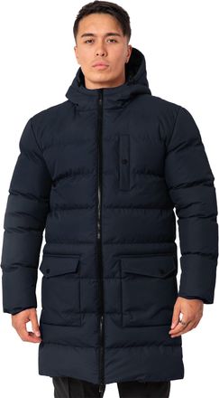 SOULSTAR SoulStar Mens Long Coat Padded Longline Hooded Coat Winter Warm Zip Up Cosy Long Jacket Navy 2XL