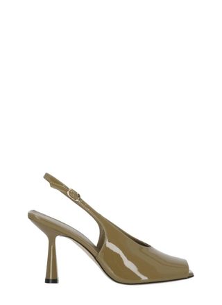 Stuart Weitzman Green Val 85 Polished Leather Slingback