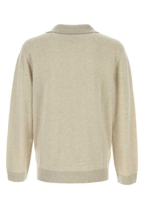 Le Kasha Mens Sand Cashmere Gibson Sweater Pebble Exterior: Polo