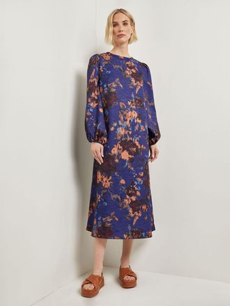 Misook A-Line Printed Woven Maxi Dress