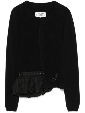 Maison Margiela pointelle-knit cardigan - women - Cotton/Polyester/Wool - M - Black