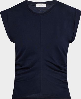 A.L.C. Nia Ruched Cap-Sleeve Tee