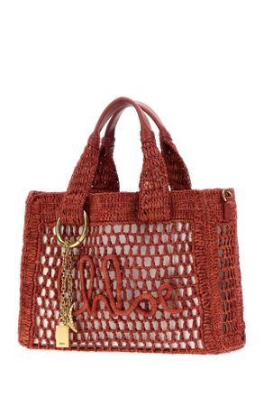 Chlo&eacute; Womens Red Raffia Summer Banana Shopping Bag Gingerred Borse A Mano