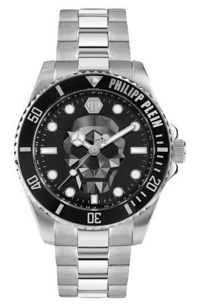 Philipp Plein The $kull Carbon Fiber Dial Bracelet Watch, 44mm in Silver/Black at Nordstrom Rack