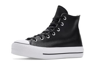 Converse Chuck Taylor All Star High Top Platform Leather Sneaker Womens Lace up casual Shoes Black/Black/White : 10.5 B - Medium