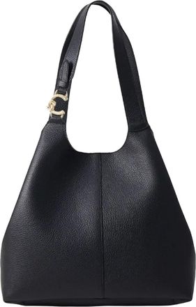 Coccinelle Black Sculpted Metallic Detail Shoulder Bag