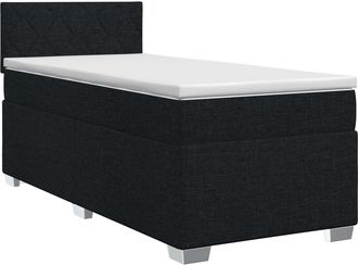 vidaXL Cama Box Spring Con Colch&oacute;n Con Cabecera Negro 90 X 190 Cm Tela Vidaxl