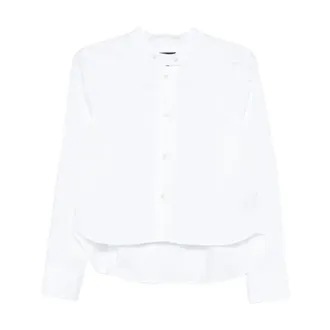 Emporio Armani Shirts, female, White, Size: XS Band Collar Button-Up Shirt