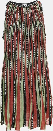 M Missoni Orange/green Alga And Bubble Knit A-Line Mini Dress