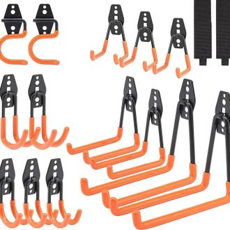 OEM Juego De 16 Ganchos Para Garaje, Organizador Multifuncional De Acero Resistente, Organizador De Herramientas De Pared Para Colgar Herramientas De Jard