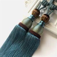 OEM 1 Par De Alzapa&ntilde;os De Cortina Con Borlas De Cuerda Trenzada Y Lazo Decorativo (azul Pavo Real) - Crezuo
