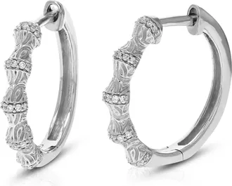 Vir Jewels 1/10 cttw Lab Grown Diamond Hoops Earrings in Sterling Silver With Hidden Post For Women