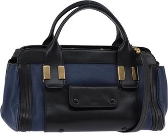 Chlo&eacute; Alice Satchel Leather Navy Leather Bag (Pre-Owned)