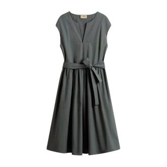 Woolrich Midi Dresses, female, Green, Size: L Poplin Dress