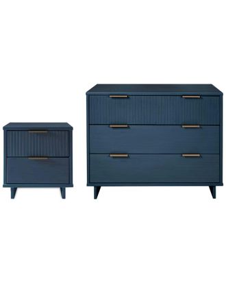 Manhattan Comfort 2Pc Granville Modern Solid Wood Standard Dresser & Nightstand Set