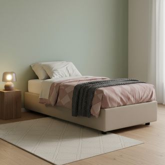 Talamo Italia Cama Individual Diletta, Cama Contenedor Con Tapizado En Ecopiel, 100% Made In Italy, Apertura Lateral, Adecuado Para Colch&oacute;n 80x190 Cm, T&oacute;rtola, Con 