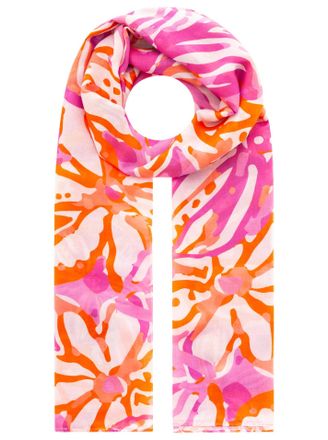 Zwillingsherz Schal ZWILLINGSHERZ Flower Paradise, Damen, pink, Web, Obermaterial: 100% Polyester, Modet&uuml;cher Schal, florales, farbenfrohes Muster, transparent