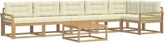 vidaXL Conjunto De Sof&aacute;s De Exterior 7 Uds. Blanco Y Crema Poli&eacute;ster Vidaxl