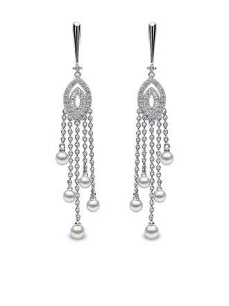 Yoko London Orecchini Sleek in oro bianco 18 carati con diamanti e perle Sleek Akoya - Argento