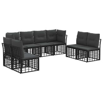 vidaXL Conjunto De Sof&aacute;s De Exterior Negro Poli&eacute;ster Vidaxl