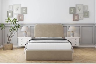 Sloomy Belvoir Coniston Frame-Mattress - 45 Upholstered Headboard in Beige | Size: Super King