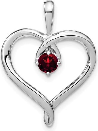 Diamond2Deal 14k White Gold Garnet Heart Pendant