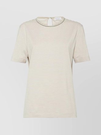 Brunello Cucinelli striped crew neck t-shirt with keyhole detail