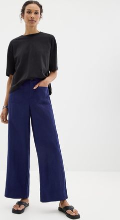 Contemporaine Womens Patch pockets pure linen pant Fit: Wide leg, high rise
