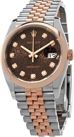 Rolex Datejust 36 Chocolate Jubilee Diamond Dial Mens Steel and 18k Everose Gold Jubilee Watch 126201CHJDJ