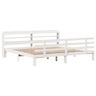 Berkfield Home Beautiful Bed Frame with Headboard without Mattress White 180x200 | Size: Super King