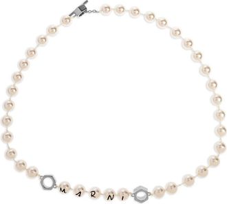 Marni logo-lettering necklace - Neutrals