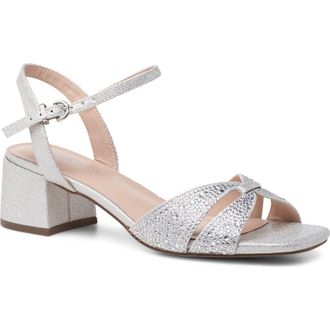 Paradox London Marquise Embellished Ankle Strap Sandal in Silver at Nordstrom, Size 9.5