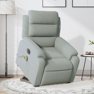 vidaXL Vidaxl - Poltrona Alzapersona Massaggi Elettrica Grigio Chiaro Velluto